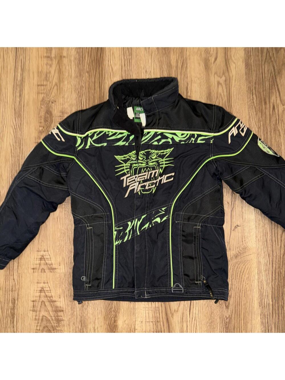 Vintage 90s Team Arctic Cat Snowbike Snowmobile Ski Jacket Size C14/16 Youth